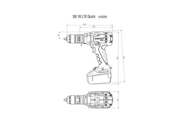 Шуруповерт-дриль акумуляторний Metabo SB 18 LTX Quick 18 В 110 Нм (602200650)