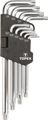 Набір ключів шестигранників Т10 - Т50 мм TorxS Г-образний 9 шт TOPEX 35D951