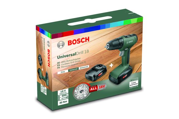 Шуруповерт-дриль акумуляторний Bosch UniversalDrill 18 18 В 30 Нм (06039C8002)