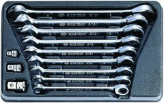 Набір ключів рожково-накидних 10 - 19 мм з храповим механізмом у ложементі 12 шт KING TONY 9-10112MR