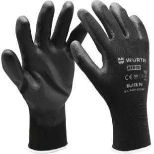 Рукавиці робочі Wurth Black PU EN 420 EN 388 р.7 (0899402407)
