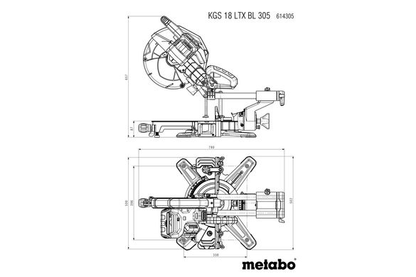 Пила торцювальна акумуляторна Metabo KGS 18 LTX BL 305 18 В 305 мм (614305850)